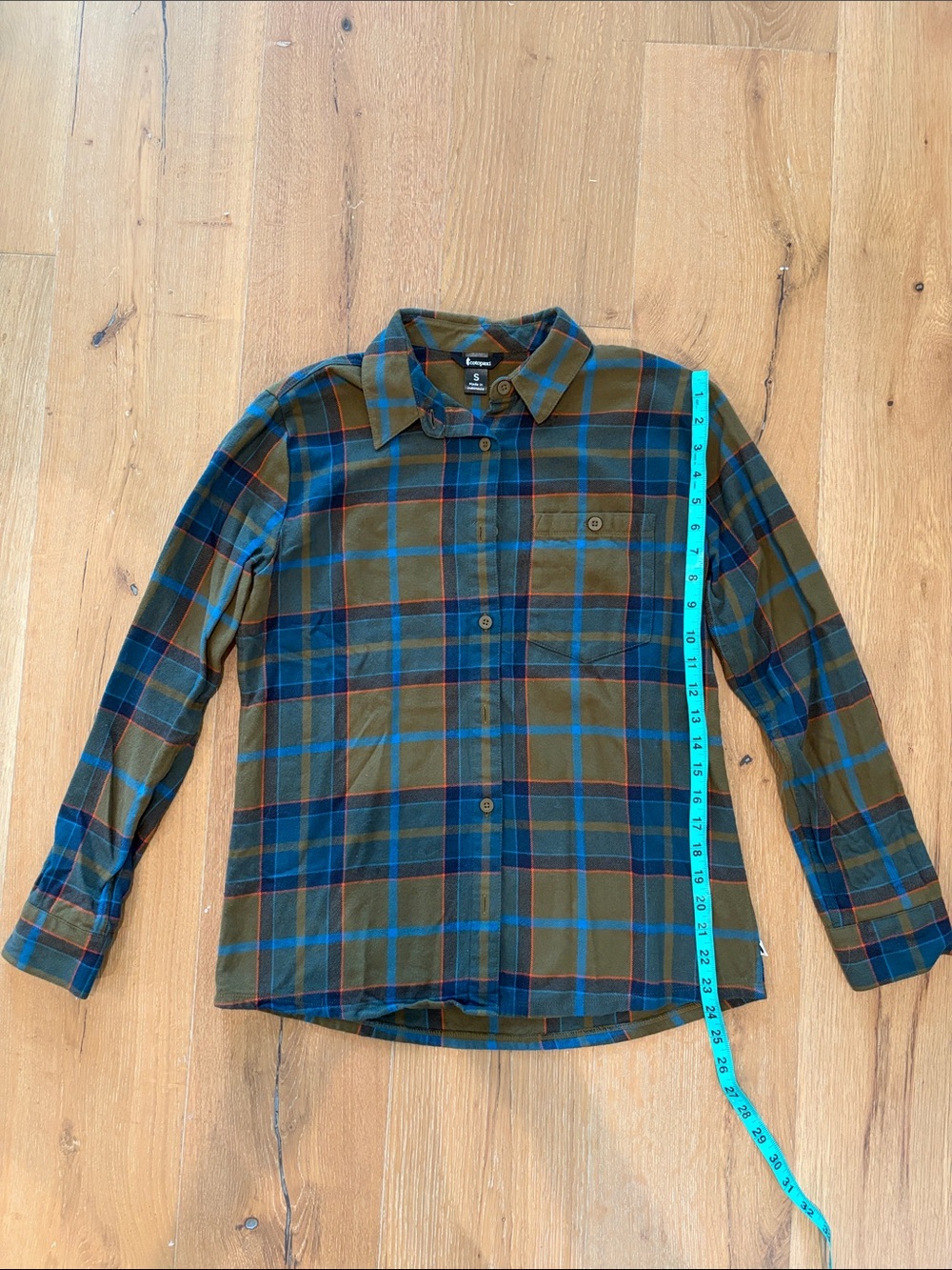 Cotopaxi Olive and Blue Plaid Button-Down Shirt